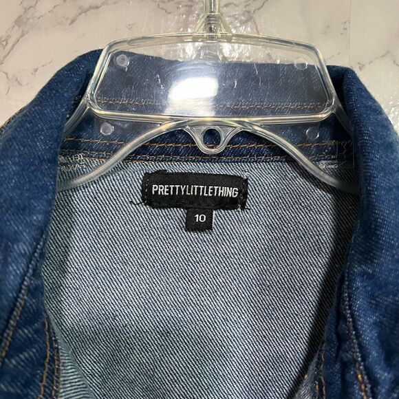 Pretty Little Thing Denim Cropped Jacket Size 10 - Picture 8 of 13